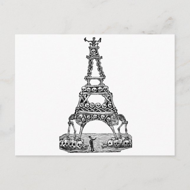 Postal Calavera de la Torre Eiffel c. finales del siglo X (Anverso)