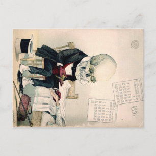 Postal Calavera de los años 1900, esqueleto farmacéutico 