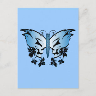 Postal Calavera de mariposa - Azul