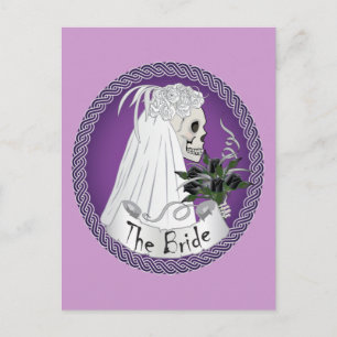 Postal Calavera de novia - púrpura