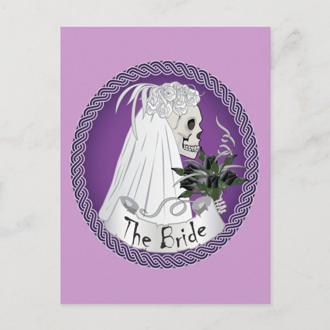 Postal Calavera de novia - púrpura (Anverso)