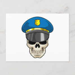 Postal Calavera de oficial de policía con sombrero de pol