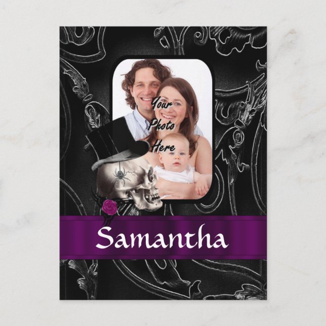 Postal Calavera de tatuaje gótico (Anverso)