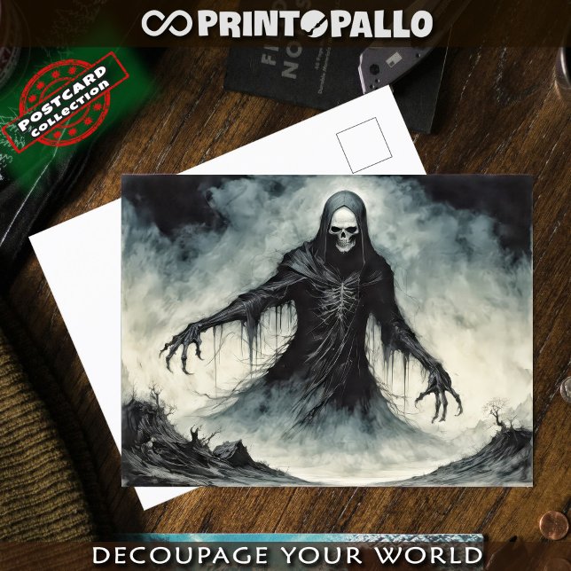 Postal Calavera de terror en capa negra  (Subido por el creador)