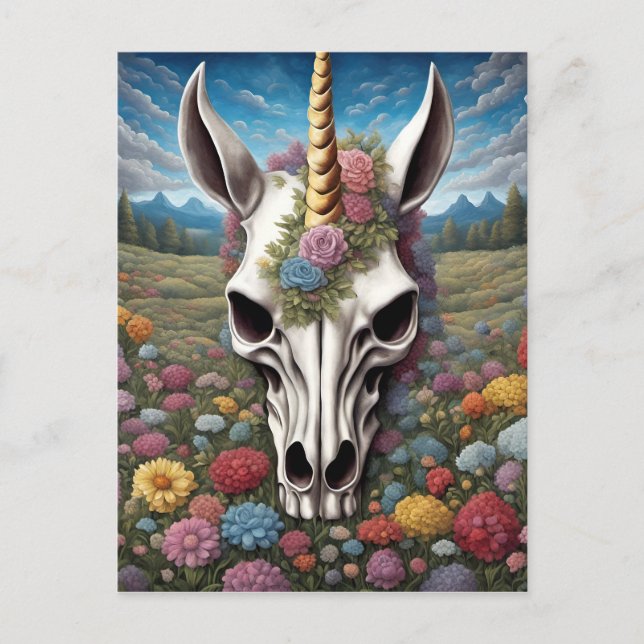 Postal Calavera de Unicorn (Anverso)