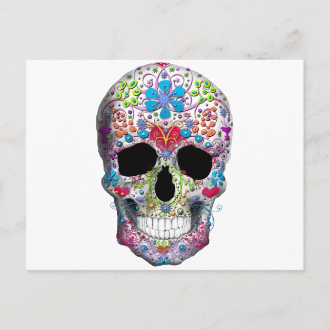 Postal Calavera decorada (Anverso)