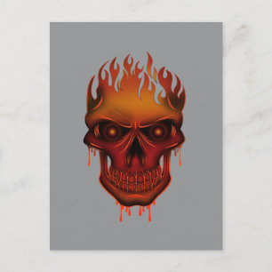 Postal Calavera Derretida en Llamas sobre Minimalismo Gót