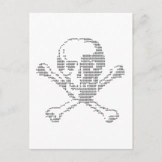 Postal Calavera en efectivo del arte de Jolly Roger ascii
