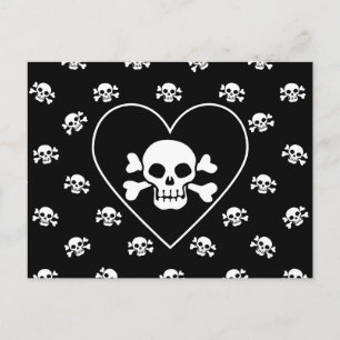 Postal Calavera en el corazón