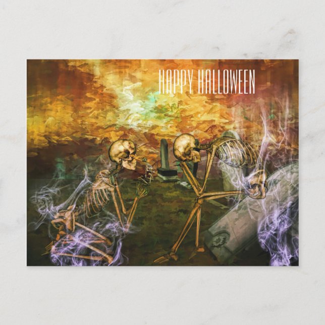 Postal Calavera espeluznante de Halloween (Anverso)