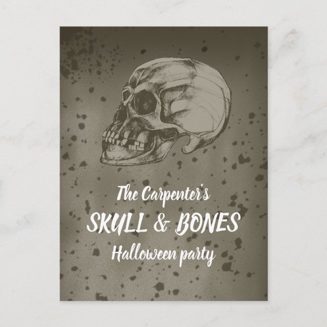 Postal Calavera espeluznante para Halloween (Anverso)