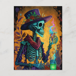 Postal ¡Calavera festiva! - Arte esqueleto mexicano