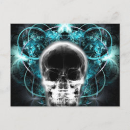 Postal Calavera fractal de mariposa de rayos X - Azul cla