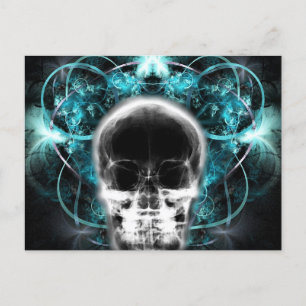 Postal Calavera fractal de mariposa de rayos X - Azul cla