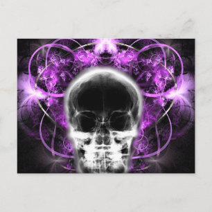 Postal Calavera fractal de mariposa de rayos X - Fuchsia