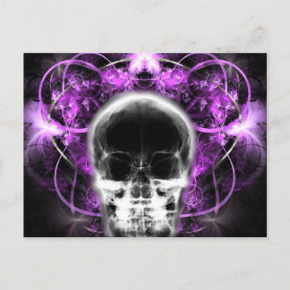 Postal Calavera fractal de mariposa de rayos X - Fuchsia
