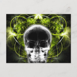 Postal Calavera Fractal de mariposa de rayos X - Lime Gre