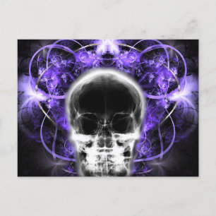 Postal Calavera fractal de mariposa de rayos X - morado