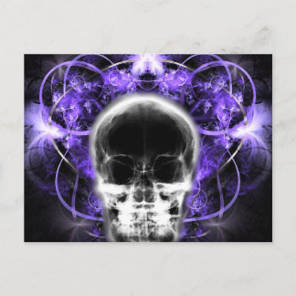 Postal Calavera fractal de mariposa de rayos X - morado