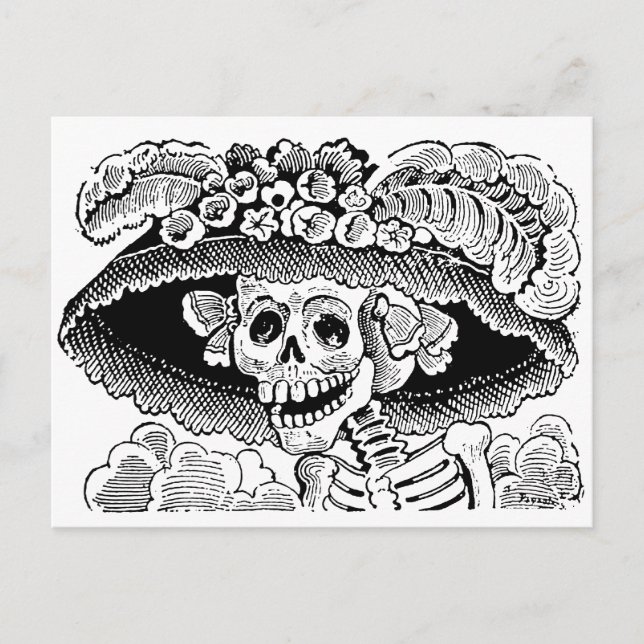 Postal Calavera Garbancera por José Guadalupe Posada (Anverso)