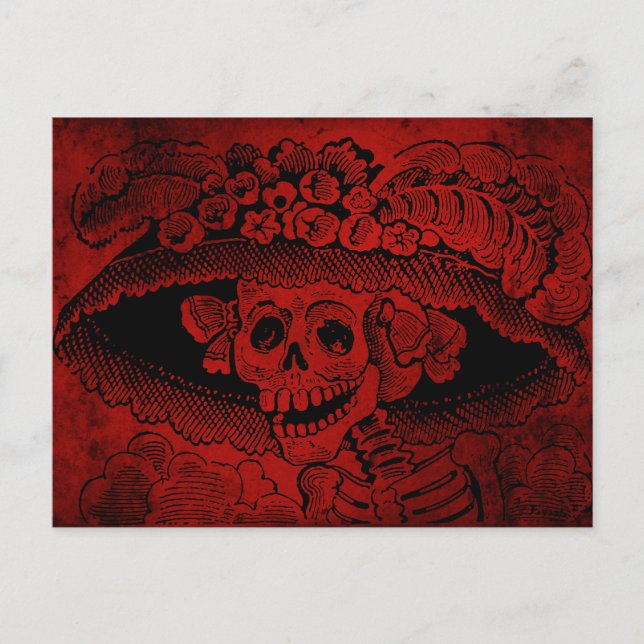 Postal Calavera Garbancera por José Guadalupe Posada (Anverso)