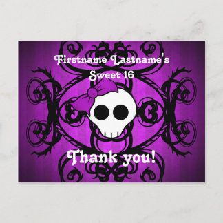 Postal Calavera gótica suave morado y dulce negro 16