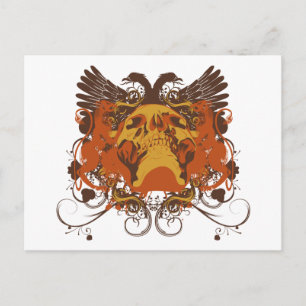Postal Calavera gruesa y escudo de armas