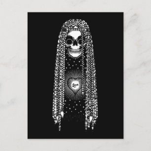 Postal Calavera hippie de amor