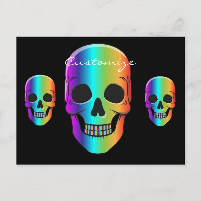 Postal Calavera humana psicodélica Thunder_Cove (Anverso)
