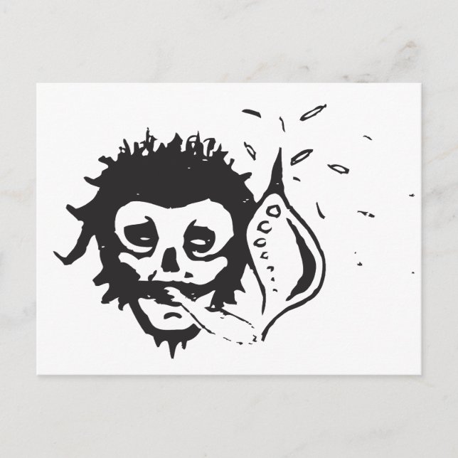 Postal calavera humeante (Anverso)