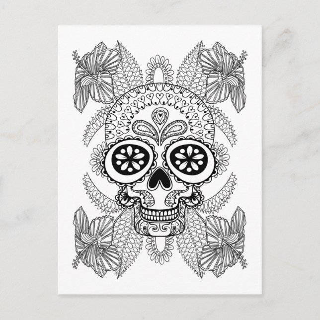 Postal Calavera Inspirada En Las Flores (Anverso)