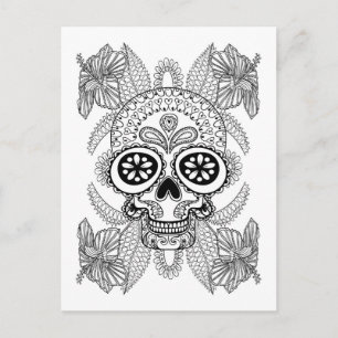 Postal Calavera Inspirada En Las Flores