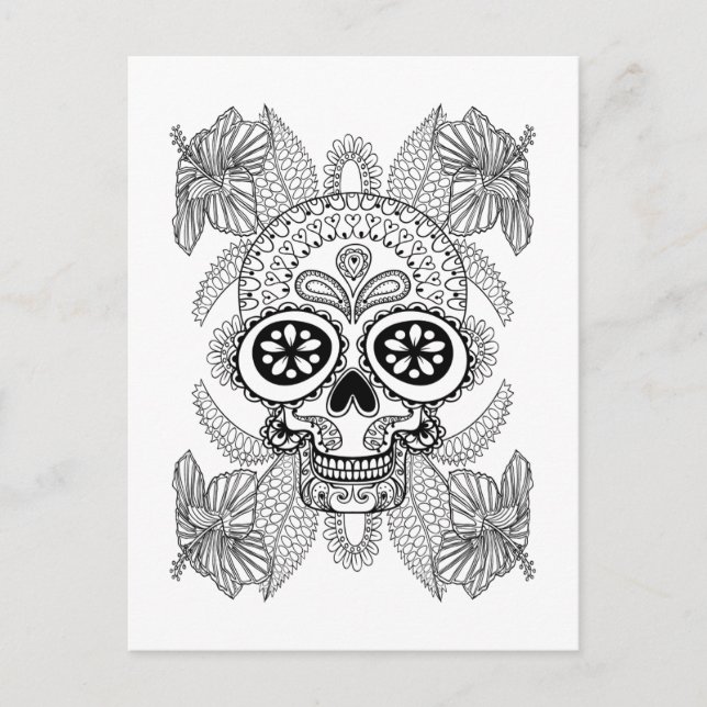 Postal Calavera Inspirada En Las Flores (Anverso)