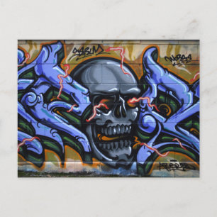 Postal Calavera lúgubre con ojos quemados