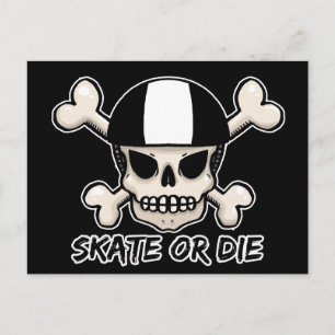 Postal Calavera o morada y huesos cruzados