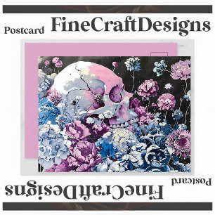 Postal Calavera Pastel Y Flores Decoración Floral 145