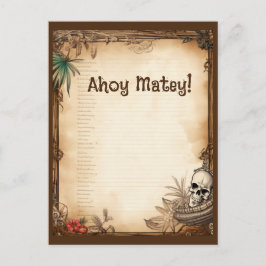 Postal Calavera pirata Habla como un pirata cumpleaños