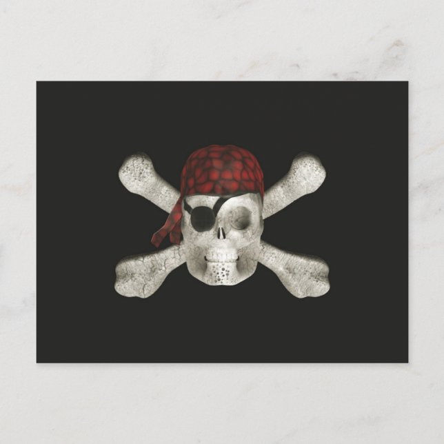 Postal Calavera pirata - Postcard de Halloween (Anverso)