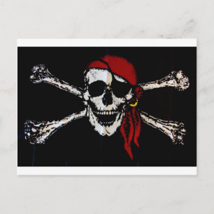 Postal Calavera pirata y encrucijada