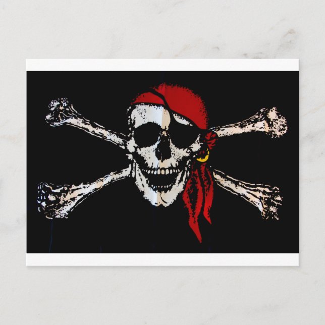 Postal Calavera pirata y encrucijada (Anverso)