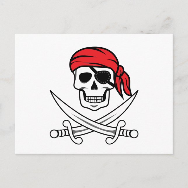 Postal Calavera pirata y encrucijada (Anverso)