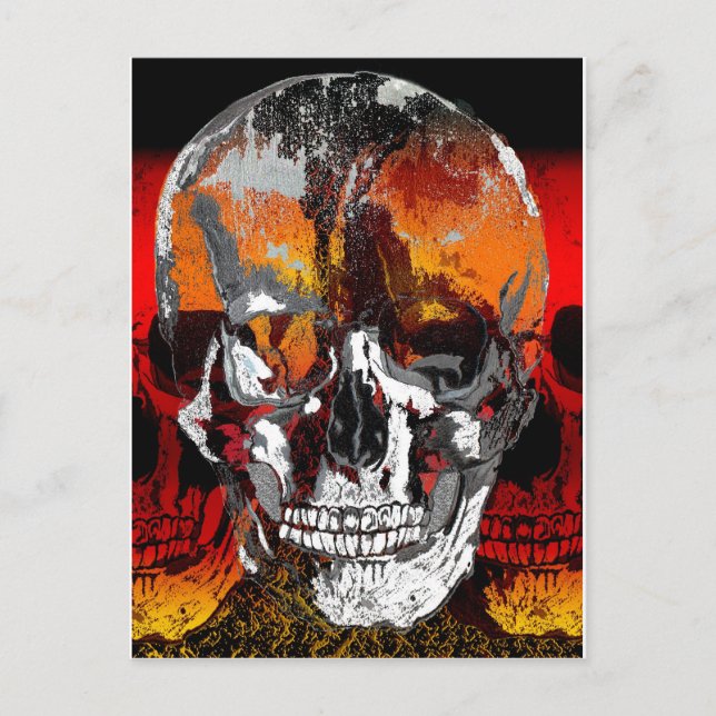 Postal Calavera por tres (Anverso)