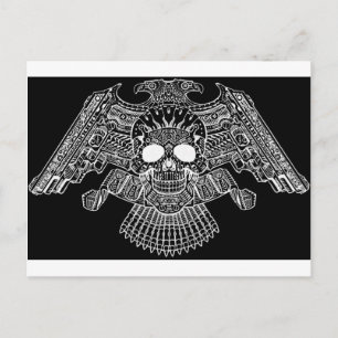 Postal Calavera simétrica con armas y balas de Al Rio