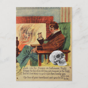 Postal Calavera Trofeo Espíritu Fantasma Chimenea