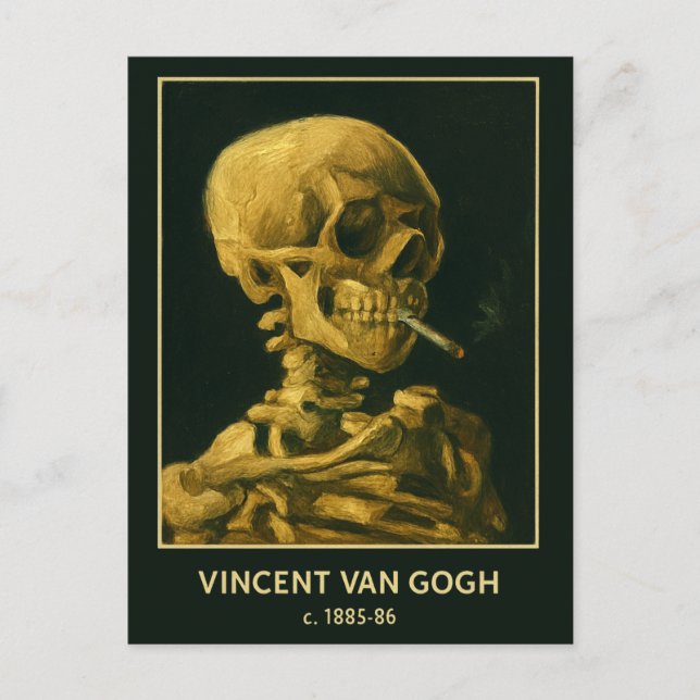 Postal Calavera Vintage Fumando – Único Inspirado en Van  (Anverso)
