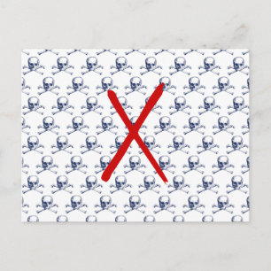 Postal Calavera vintage y cruces