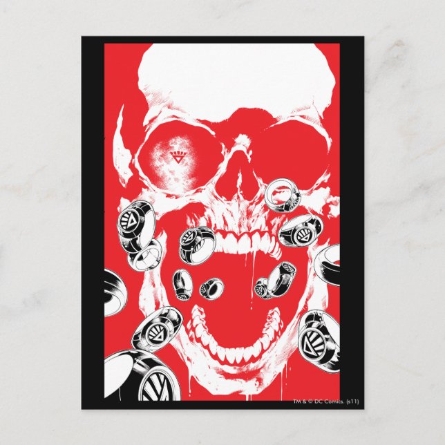 Postal Calavera y Anillos - Rojo (Anverso)