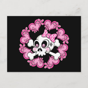 Postal Calavera y corazones