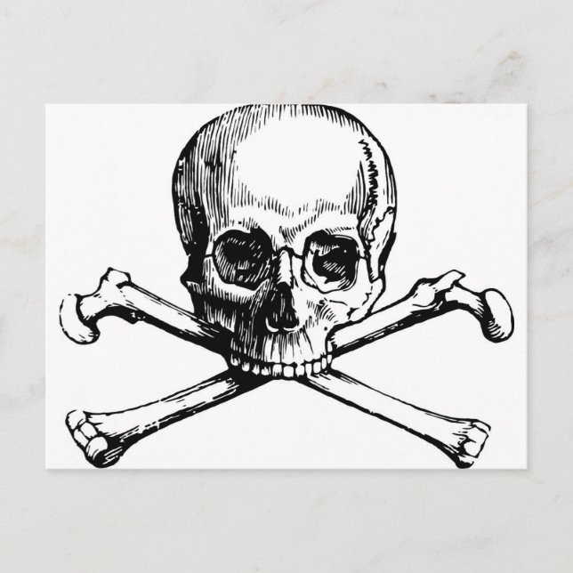 Postal Calavera y huesos (Anverso)