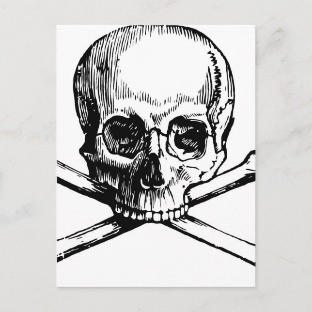 Postal Calavera y huesos (Anverso)